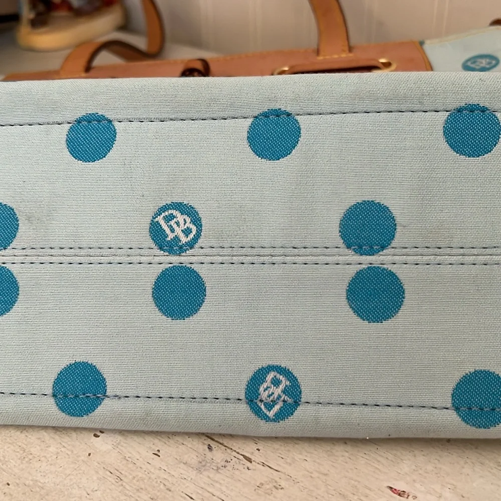Vintage Dooney & Bourke blue polka dot satchel purse